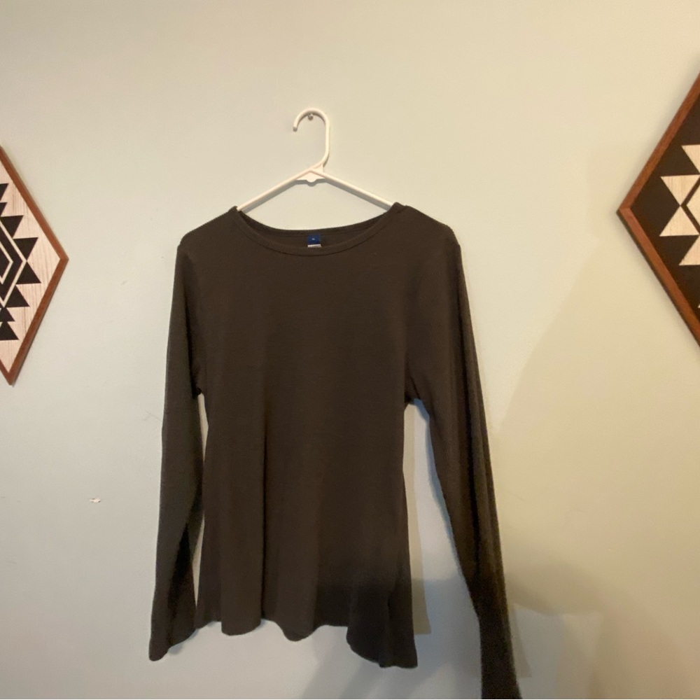 Old Navy Brown Fitted Long Sleeve Tee